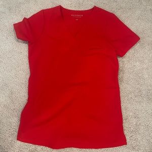 Red scrub top